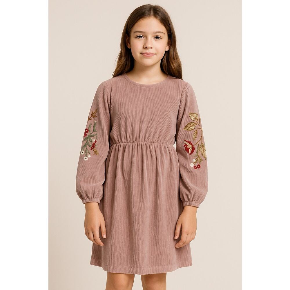Embroidered Corduroy IRIYA Dusty Rose Dress Girls 12-13 youth Xl